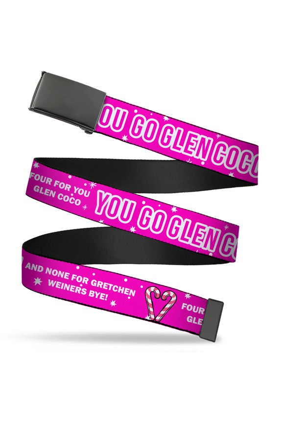 Adjustable Belt, Clamp Buckle, Cut-to-Fit, Mean Girls You Go Glen Coco Pink White