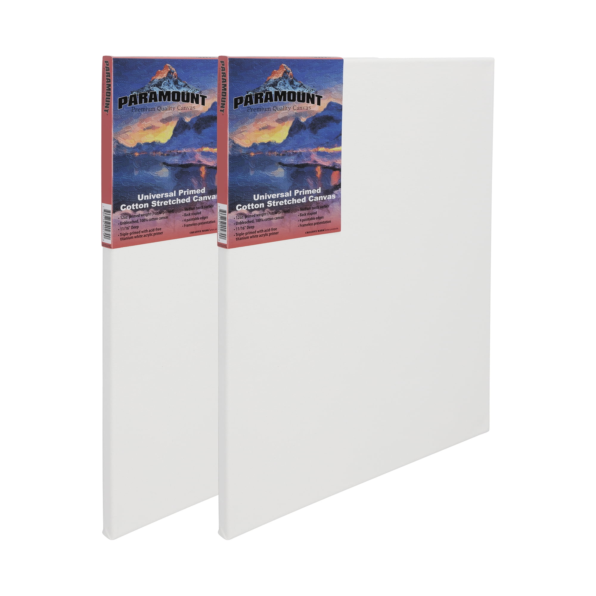 2-Pack Stretched Canvas 32x32 Inch - 1.5" Deep, 12oz Primed Cotton, With Hanging Kit
