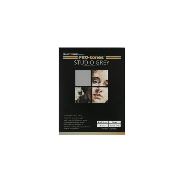 Paramount Pro-Tones All-Media Toned Canvas Pads - Triple-Primed Toned Canvas Pads for Acrylic, Oil, Gouache, & More! - [Studio Grey - 6x8"]