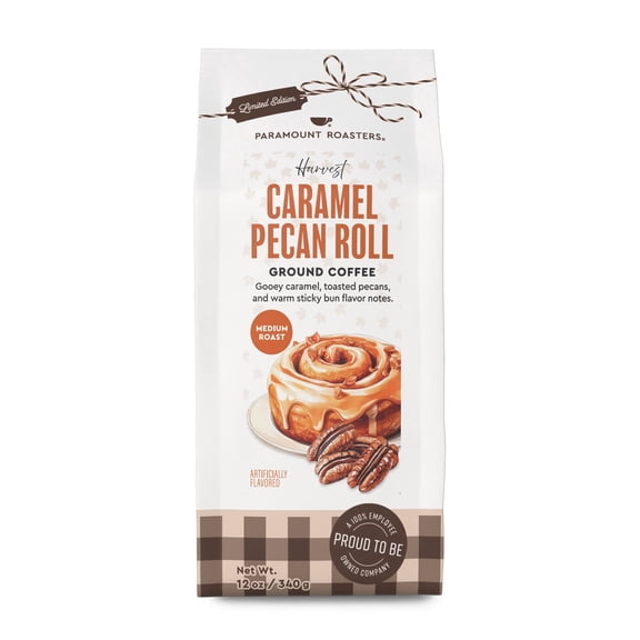 Paramount Roasters Caramel Pecan Roll Flavored Medium Roast Ground Coffee, 12 oz Harvest Limited Edition