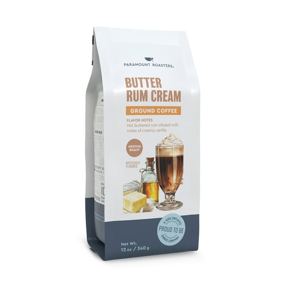Paramount Roasters Butter Rum Cream Flavored Ground Coffee, 12 oz