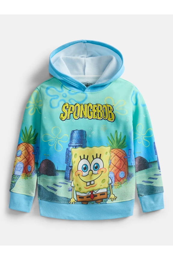 Spongebob Squarepants Boys Sublimated Embroidered Logo Hoodie, Sizes XS 4/5-XL 14/16