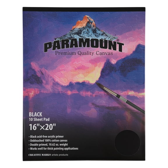 Paramount Universal Primed Premium Cotton White Canvas Pads - Black - 16x20" - 2 Pack - 20 Total Sheets - Universal Double Primed Cotton Canvas Pads for Drawing, Painting, Travel, & More