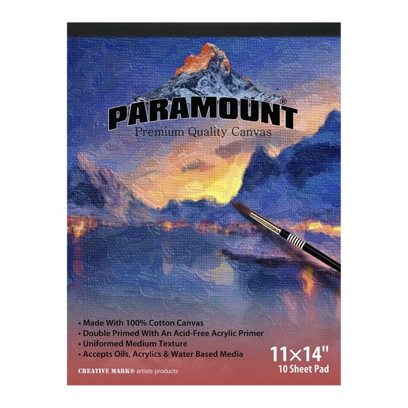 Paramount Universal Primed Premium Cotton White Canvas Pads - White - 11"x14" - 6 Pack - 60 Total Sheets - Universal Double Primed Cotton Canvas Pads for Drawing, Painting, Travel, & More