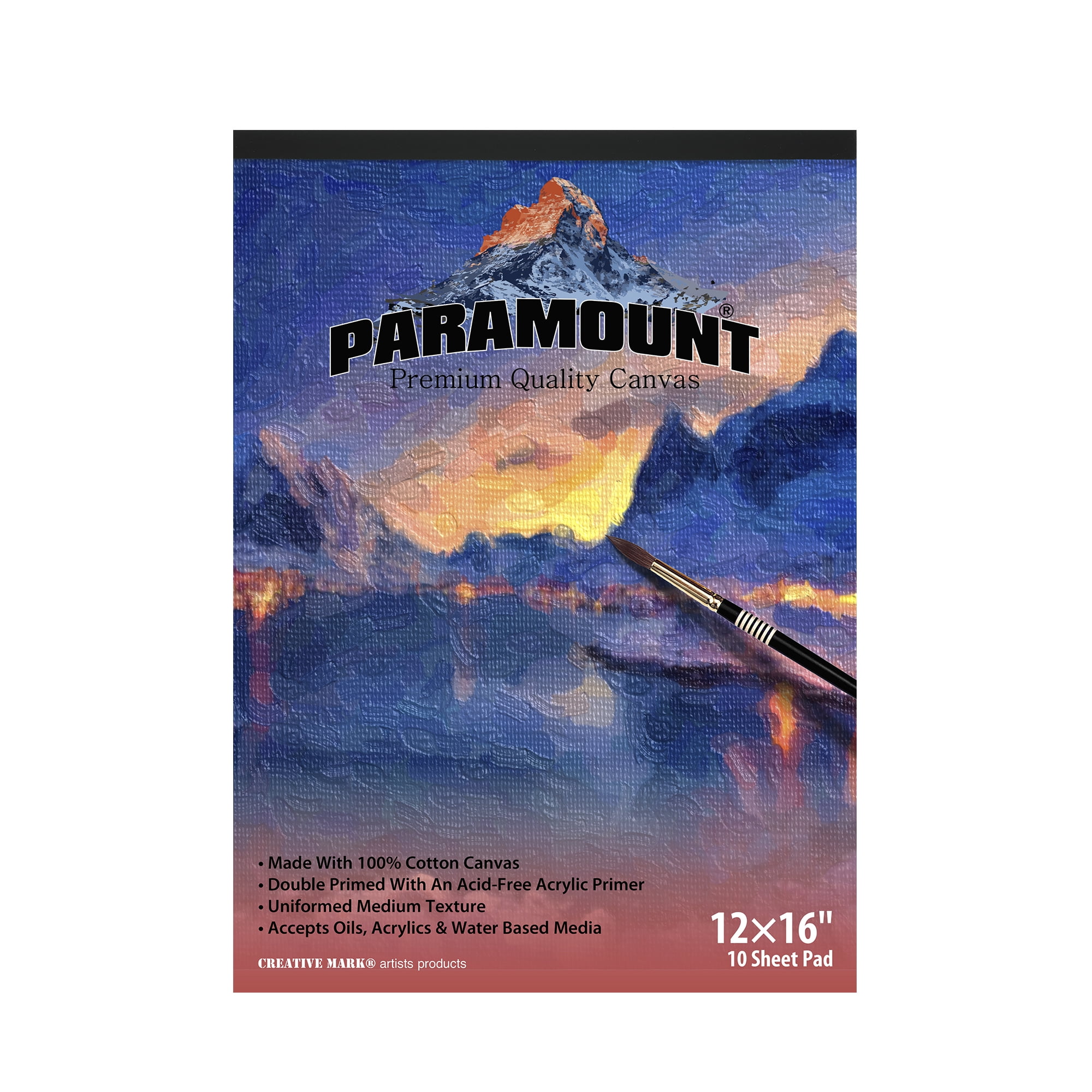 Paramount Universal Primed Premium Cotton White Canvas Pads - White - 12x16" - 6 Pack - 60 Total Sheets - Universal Double Primed Cotton Canvas Pads for Drawing, Painting, Travel, & More