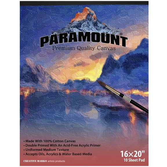 Paramount Universal Primed Premium Cotton White Canvas Pads - White - Multi10 Sheets - Universal Double Primed Cotton Canvas Pads for Students, Drawing, Painting, Travel, & More