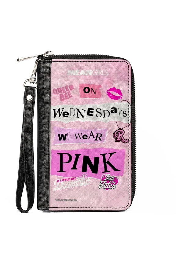 Paramount Wallet, Zip Around, Mean Girls Plastics Quotes Collage Pinks, Vegan Leather