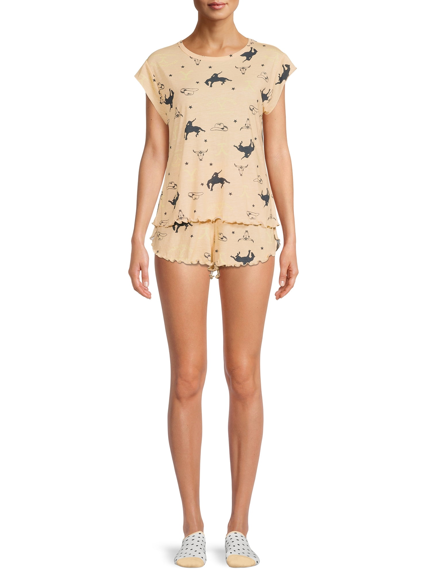 Paramount Women's and Women's Plus Yellowstone Top and Shorts Pajama Set, 3-Piece