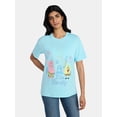 thumbnail image 1 of SpongeBob SquarePants Women's Embroidered Graphic Tee with Short Sleeves, Sizes XXS-XXL, 1 of 5
