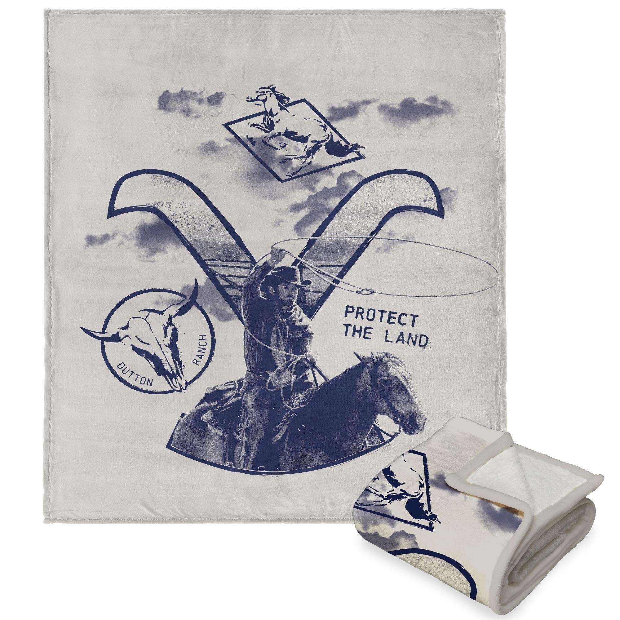 Paramount Yellowstone Protect The Land Kids Silk Touch Sherpa Throw Blanket
