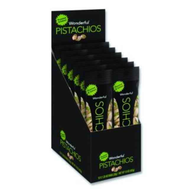 Everybodys Nuts PAR91345 Wonderful Pistachios, Roasted And Salted, 1.25 Oz Tube, 12/box