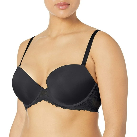 Paramour Women's Lou Seamless Push Up Bra (Black, 36C)