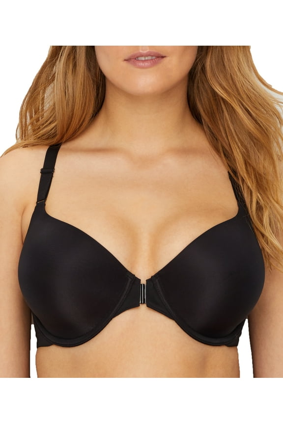 by Felina | Abbie Front Close T-Back Bra | Lace | Contour | Seamless (Black, 40DDD)
