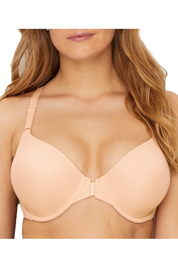 by Felina | Abbie Front Close T-Back Bra | Lace | Contour | Seamless (Sugar Baby, 32DDD)