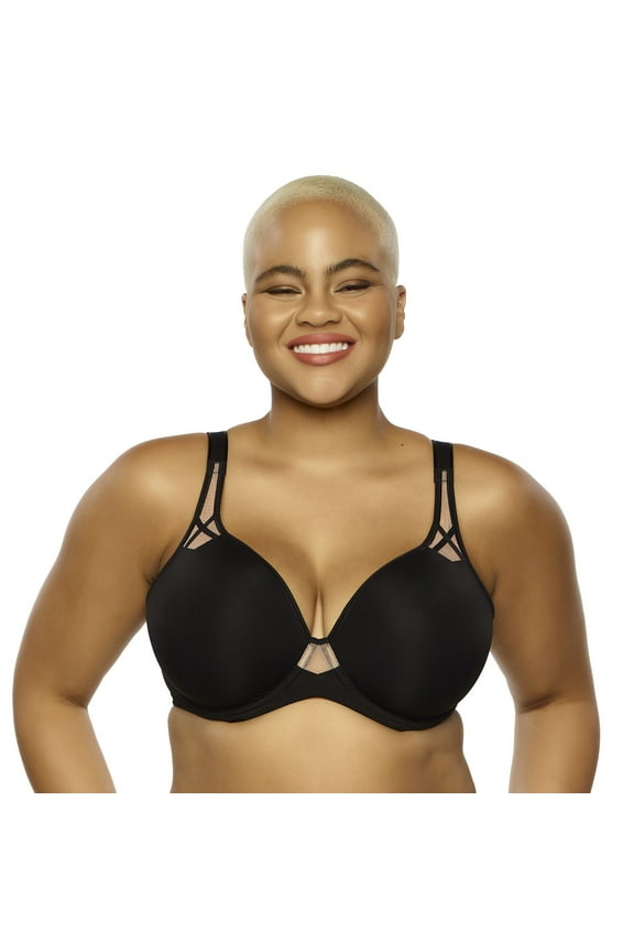 Felina - Amaranth Sheer Plunge T-Shirt Bra (Black, 44G)