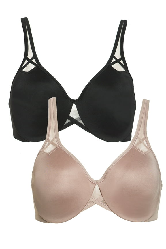 Paramour by Felina | Amaranth Cushioned Comfort Unlined Minimizer Bra 2-Pack (Black Rose Tan 2-Pack, 36C)