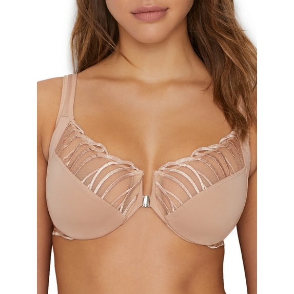 Felina - Paramour Angie Front Close Minimizer Bra for Women (Warm Neutral, 34H)