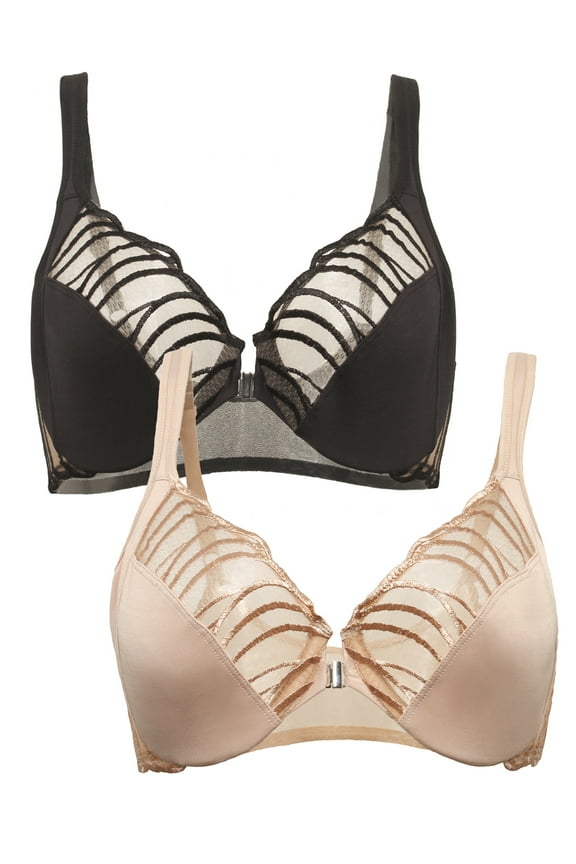 - Paramour Angie Front Close Minimizer Bra for Women (Black Warm Neutral 2-Pack, 38DDD)