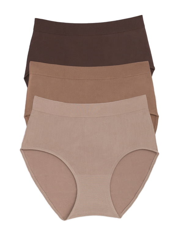 Paramour by Felina | Body Smooth Seamless Brief 3-Pack | No Visible Panty Lines (Mocha Delight, 2X)