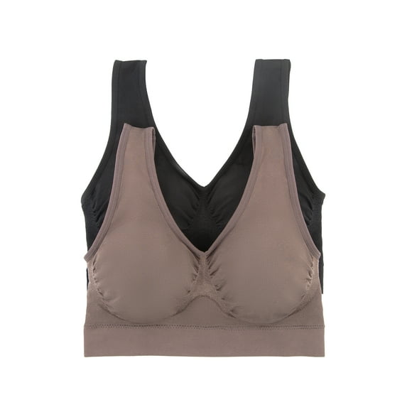 Paramour by Felina | Body Smooth Seamless Wireless Bralette 2-Pack (Black Sparrow, XXX-Large)
