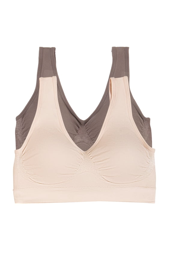 Paramour by Felina | Body Smooth Seamless Wireless Bralette 2-Pack (Cameo Rose Tan, XXX-Large)