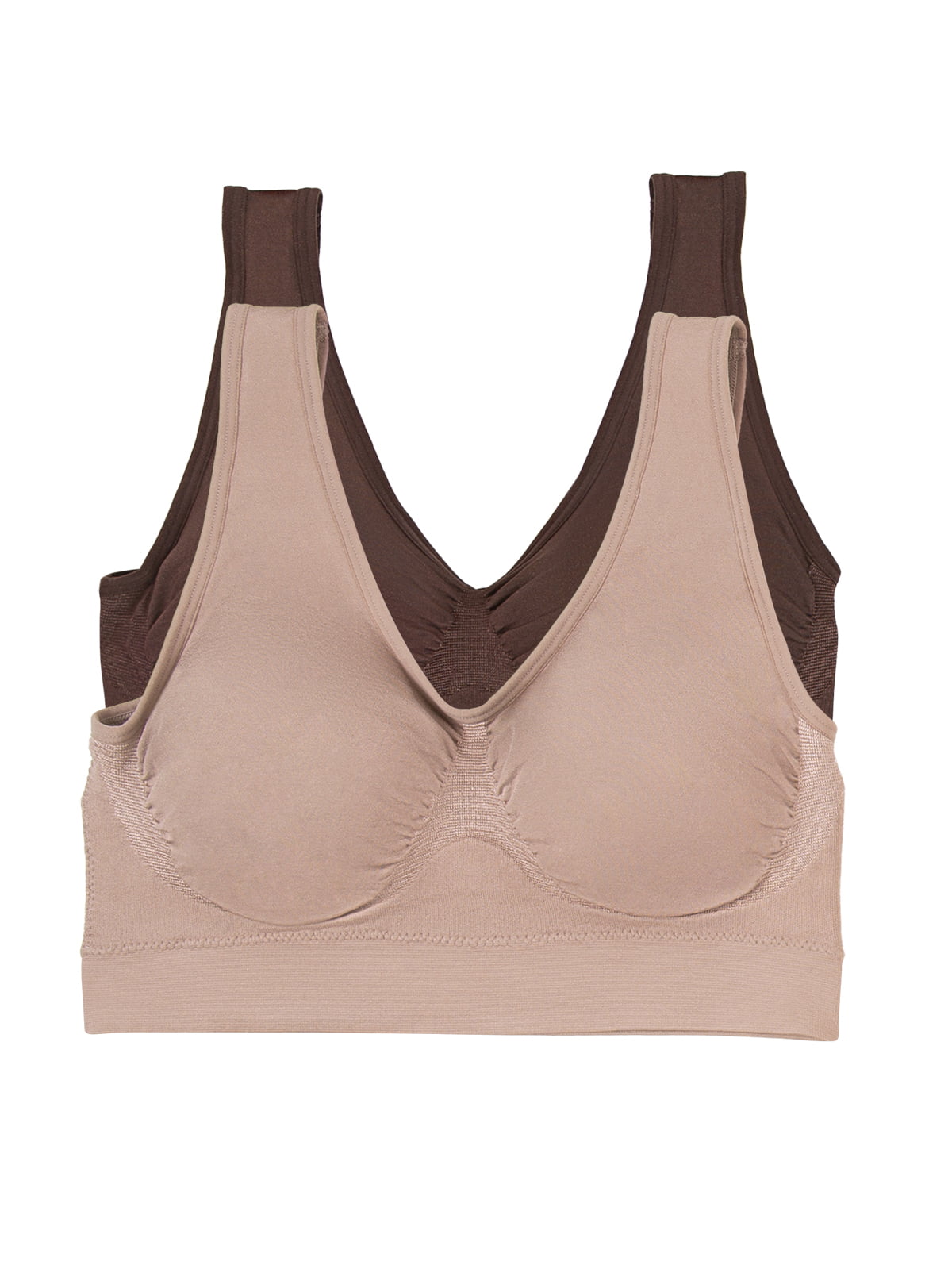 Paramour by Felina  Body Smooth Seamless Wireless Bralette 2-Pack (Cocoa  Rose Tan, XX-Large) 