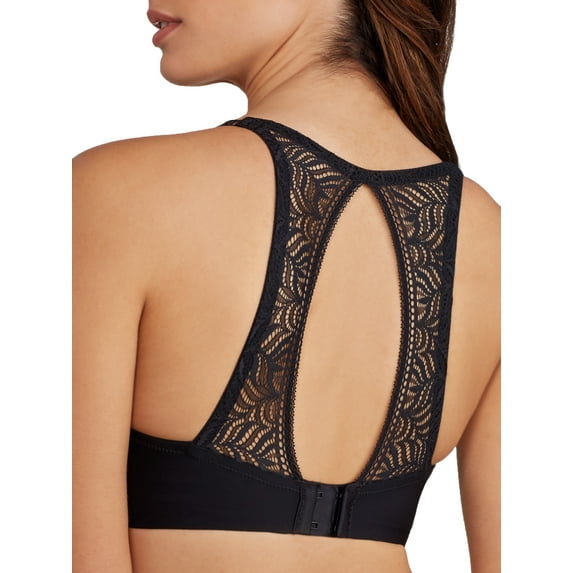 Paramour by Felina | Carolina Seamless Plunge Contour Bra | Lace | Racerback (Black, 42DD)
