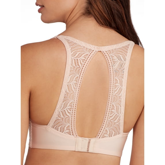 Paramour by Felina | Carolina Seamless Plunge Contour Bra | Lace | Racerback (Sugar Baby, 32DD)