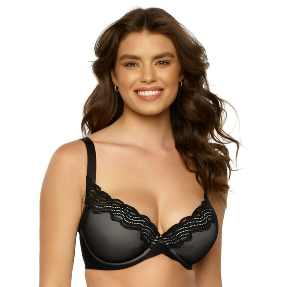 Paramour by Felina | Celestine Mesh & Lace Lined Underwire Bra (Black, 38DDD)