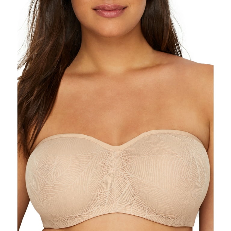 Paramour by Felina | Delightful Seamless Unlined Lace Bandeau | Bra |  Support (Warm Neutral, 38DD)