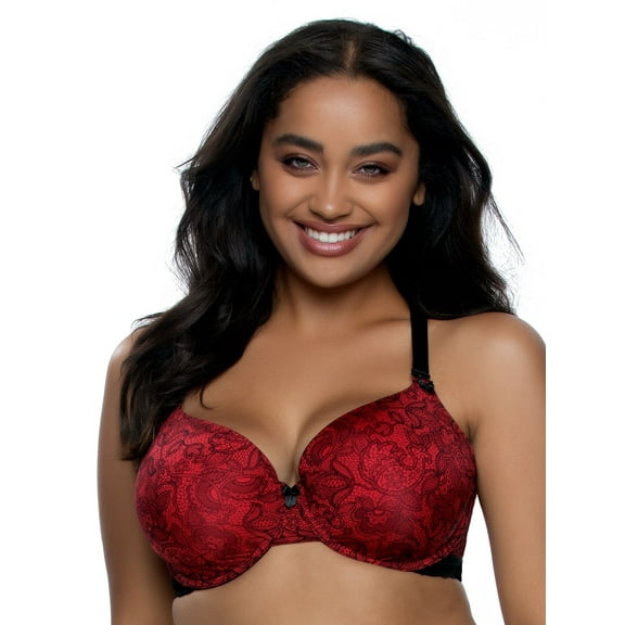 Paramour by Felina | Gorgeous Cushion Comfort Bra w/ Multi-way Straps , Women's Plus Size Lingerie (Scarlet Lace, 40DDD)
