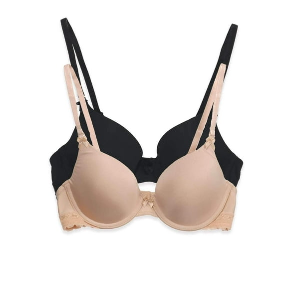 Paramour by Felina | Gorgeous Memory Foam Bra 2-Pack (32C, Neutral Black)