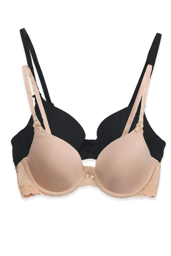 Paramour by Felina | Gorgeous Memory Foam Bra 2-Pack (32DDD, Neutral Black)