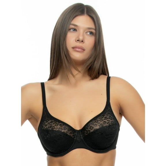 Prima Lace Moulded Unlined Bra (Black, 40G)