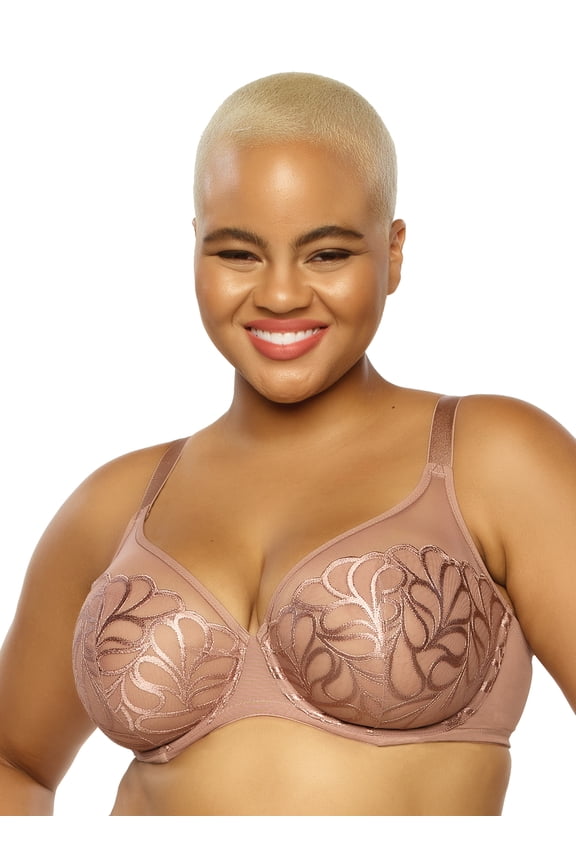 Paramour by Felina | Lotus Embroidered Unlined Bra | Ultra-Light (Rose Tan, 40C)