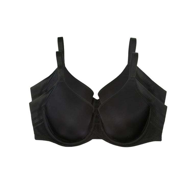 Paramour by Felina | Marvelous Side Smoothing T-Shirt Bra 2-Pack (Black,  40DD)