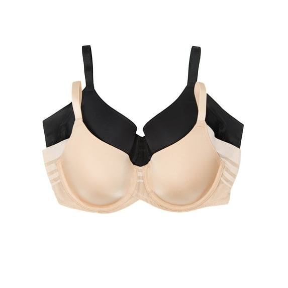 Felina Marvelous Side Smoothing T-Shirt Bra (Black Warm Neutral, 36C)