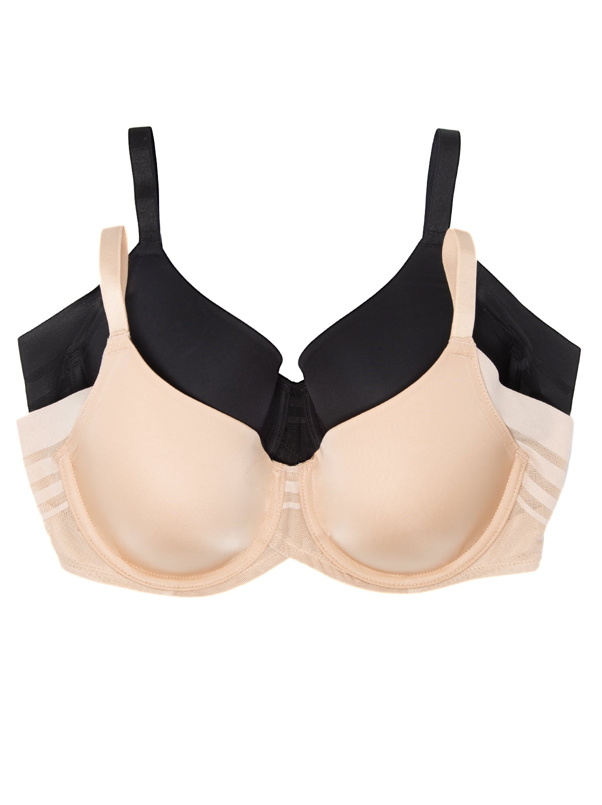 Paramour by Felina | Marvelous Side Smoothing T-Shirt Bra 2-Pack (Black  Warm Neutral, 36D)