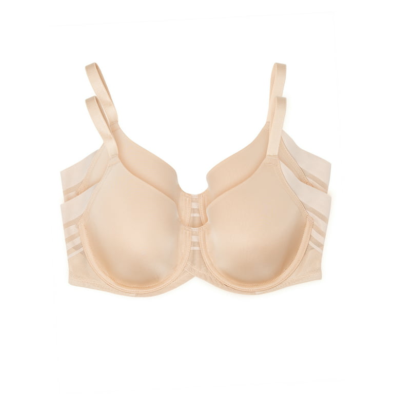 Paramour by Felina  Marvelous Side Smoothing T-Shirt Bra 2-Pack (Warm  Neutral, 42D) 