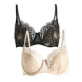 thumbnail image 1 of Paramour by Felina | Tempting Plush All Over Lace Underwire Bra 2-Pack (Sugar Baby Black 2-Pack, 38H), 1 of 3
