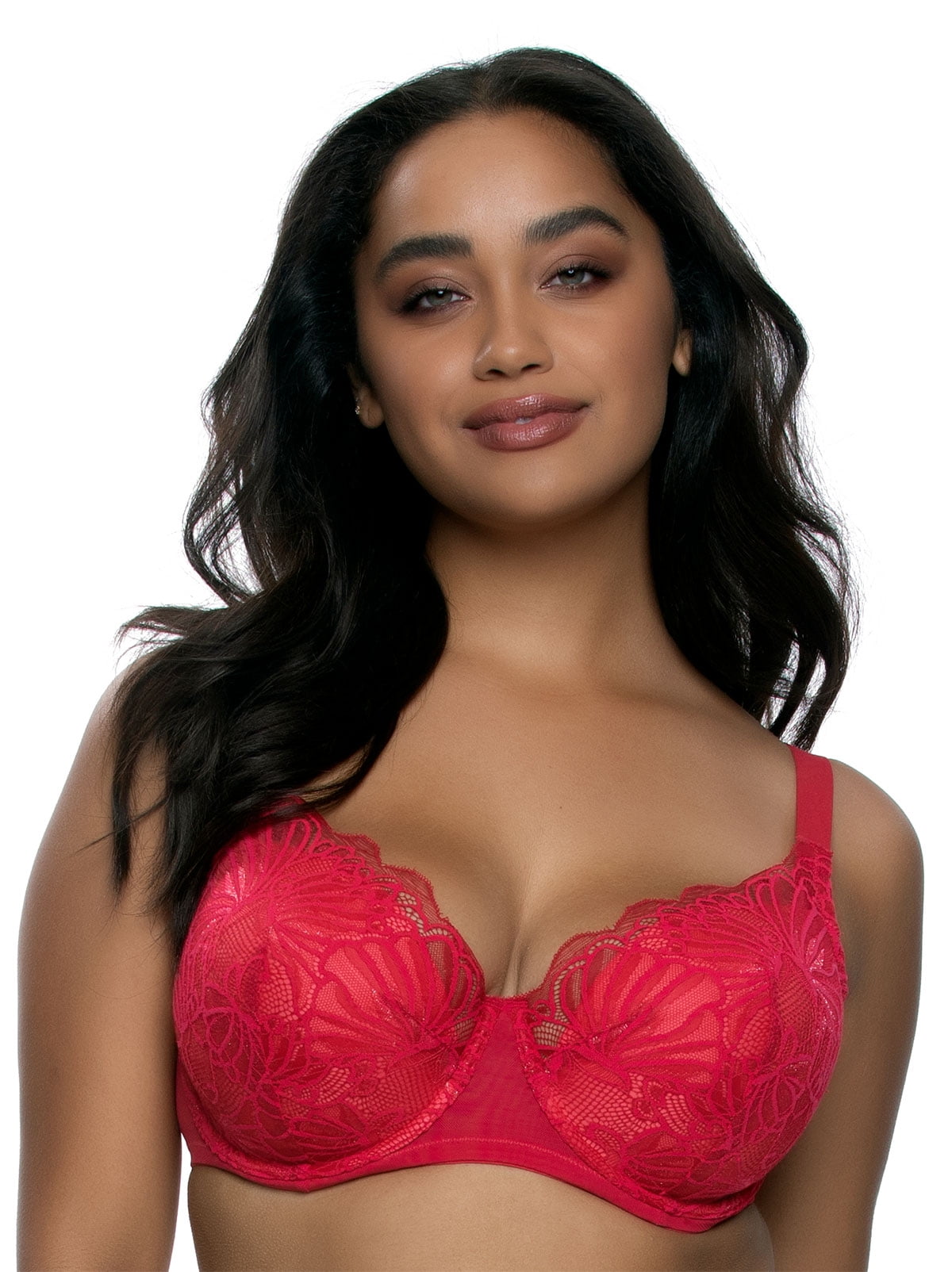 Paramour by Felina | Tempting Plush All Over Lace Underwire Bra (Tango Red,  36DDD)