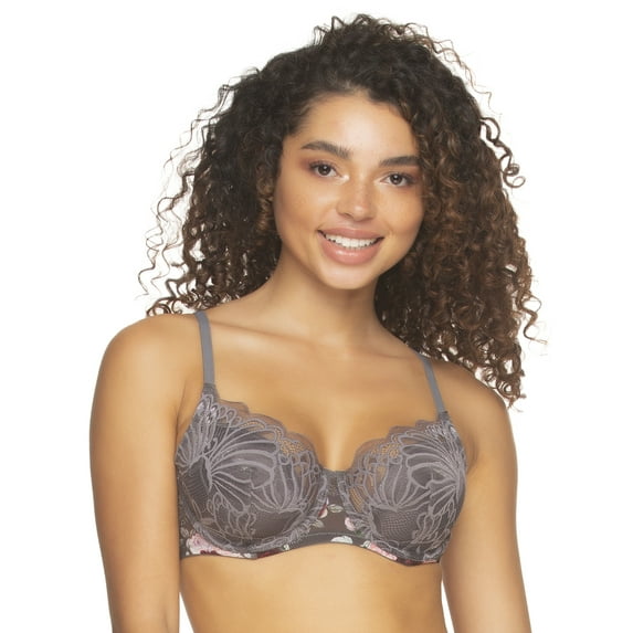Tempting Plush All Over Lace Underwire Bra | Paramour by Felina (Slate Rose, 38H)