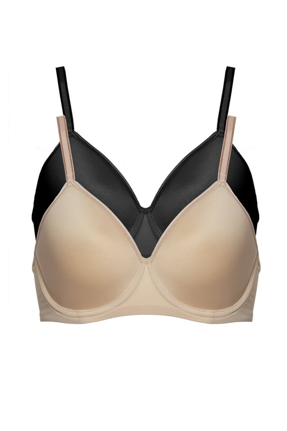 Paramour by Felina | Topaz Breathable Contour Bra 2-Pack (Black Warm Neutral 2-Pack, 36D)