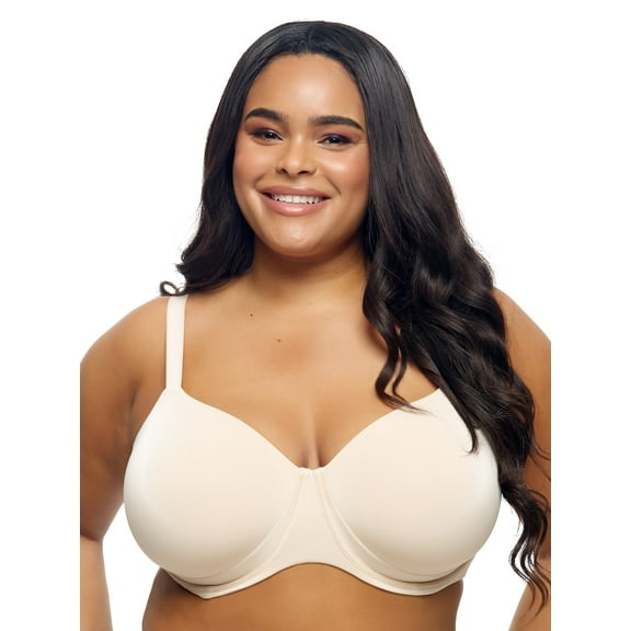 Felina - Versafit Breathable T-Shirt Bra Seamless Demi Coverage with Adaptable Fit (Bare, 32DDD)