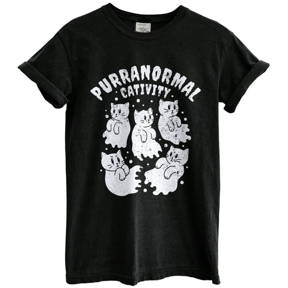 Paranormal Cativity Fun Graphic Tee T-Shirt for Women Men, Short Sleeve Tops - Vintage Black
