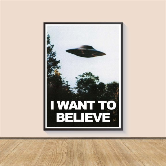 Paranormal UFO Spaceship Wall Art Sci Fi Mystery Room Decor, Unframed Poster