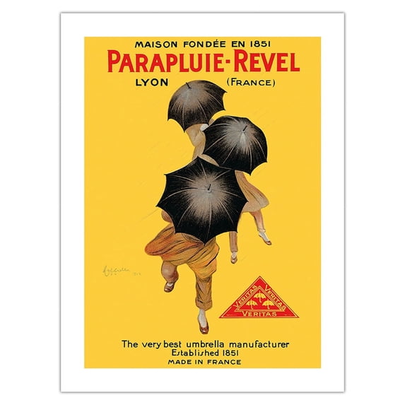 Parapluie-Revel - The Very Best Umbrella Manufacturer - Established 1851 - Vintage Advertising Poster by Leonetto Cappiello c.1922 - Bamboo Fine Art 290gsm Paper Print (Unframed) 18x24in
