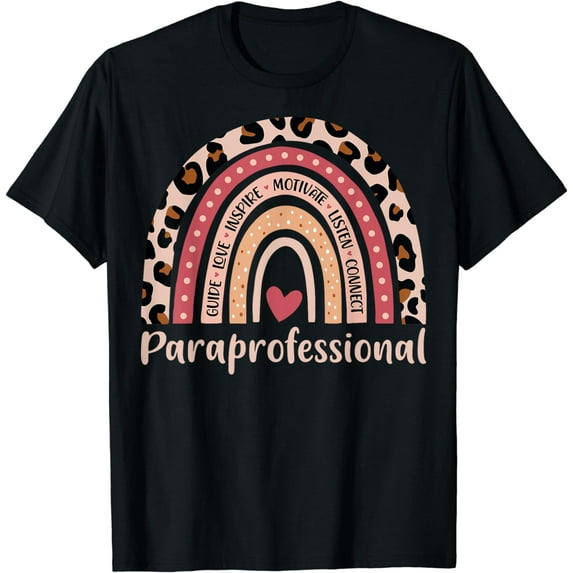 Paraprofessional 100th Day Of School Paraeducator Rainbow T-Shirt