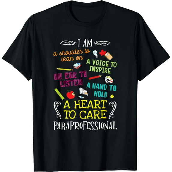 Paraprofessional Gift Heart To Care Paraprofessional T-Shirt