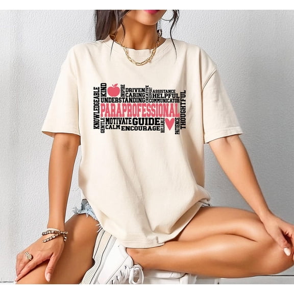 Paraprofessional Word Art T-Shirt: Teacher Aide Appreciation All Size S-5Xl